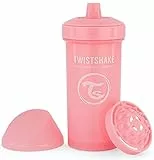 Twistshake Kid Cup | Auslaufsichere Babytrinkflasche mit hartem Ausguss und Fruchtmixer - 360 ml | Trainerflasche für Kleinkinder | Auslaufsichere Babywasserflaschen | BPA-freier Trinkbecher | Rosa