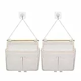 Jeesblsy Hängetasche Hängend Aufbewahrungstasche, Wand Hängender Hängeaufbewahrung Faltbares Leinen Stoff Körbe Wandorganizer Organizer für Home, Office, Diele, Bad, Kinderzimmer(Beige)