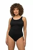 Ulla Popken Damen, extraweiches Futter, seitliche Raffung Badeanzug, Schwarz, 58-60