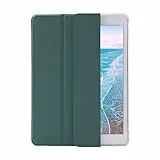HUEZOE iPad 10.2 Zoll Hülle, iPad 9/8/7 Generation (Modell 2021/2020/2019 Modell), Klappbarer Ständer Schutzhülle mit Stifthalter, Cover mit Awaken/Sleep, Dunkelgrün