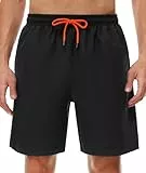 SIHOHAN Badehose für Herren - Schnelltrocknend Badeshorts Männer Atmungsaktiv Schwimmhose wasserdichte Boardshorts mit Meshfutter und Verstellbarem Tunnelzug(Schwarz,M)