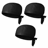 Cabilock 3Pcs Koch Kopfbedeckung Schwarz Kochmütze Bandana: Küchenmütze Elastische Kochmütze Chef Kochhut Aus Baumwolle Poly Kopfbedeckung Für Männer Frauen Kochen