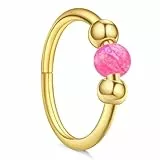AceFun Nasenpiercing Ring,Gold Nasenpiercing Rosa Opal Piercing Nasenring 18 Gauge sehr dünner Nasenring Tiny Piercings Nasenringe Hoop Opal Nasenringe Gold Nasenpiercing