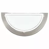 EGLO Wandlampe Planet 1, 1 flammige Wandleuchte, Wandbeleuchtung für Innen aus Metall und Glas, Wohnzimmerlampe in Silber, Weiß, Flurlampe halbrund mit E27 Fassung
