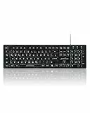 Perixx Periboard-317, Kabelgebundene Tastatur mit weißer LED Hintergrundbeleuchtung, Große Druckbuchstaben, Vollformat, Deutsches QWERTZ Layout