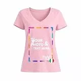 JOPHY & CO. Damen-T-Shirt mit V-Ausschnitt personalisierbar vorne und/oder hinten (Artikelnummer 8615), Rosa, S - XXL