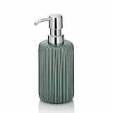 kela Seifenspender 350 ml AVA, Seifenspender grün, Keramik, Pumpflasche, Spülmittelspender nachfüllbar, glänzend