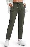 Libin Jogginghose Damen Stretch Atmungsaktive Sporthose Trainingshose Sweathose Freizeithose Sweatpants mit Taschen für Fitness Wandern Laufen Golf Yoga, Olivgrün M