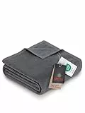 Ibena Porto Decke 150x200 cm – Baumwollmix weich, warm & waschbar, Kuscheldecke grau einfarbig