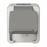 Schneider Electric Merten Schuko-Steckdose mit Klappdeckel, Aufputz, IP 44, Aquastar, lichtgrau, thermoplastisch, Artikelnummer MEG2301-8029, 1 Stück