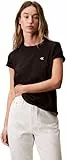 Calvin Klein Damen T-Shirt Kurzarm Archive Jersey Tee mit Rundhalsausschnitt, Schwarz (Black), L