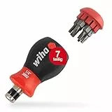 Wiha Schraubendreher mit Bit Magazin Stubby I mit 7 Doppelbits I 14 Werkzeuge in einem I Schlitz, Philips, Pozidriv, Innensechskant, Torx® (43613)