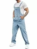 Runcati Herren Denim Latzhose Jeans Arbeitshose Sommer Streetwear Jeanshose Casual Verstellbare Träger Jumpsuit Blau, M
