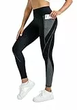 Evievit Leggings Damen 3/4 High Waist, Stretch Sporthose Damen Lang,Yogahose Damen 7/8,Gym Sport Leggings mit Taschen,Sportleggins Damen,Capri Leggings M Grau