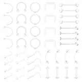 WillTen 44er Set Klare Nose Retainer Piercing Schmuck für Arbeit und Schule