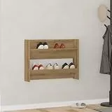 Kaloriko Wand-Schuhregal Artisan-Eiche aus Holzwerkstoff 80x18x60 cm, platzsparend mit 2 Fächern, ideal als Schuhablage für Flur Diele, Organizer für Sneaker Stiefel Pantoffeln