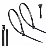 Yatrosynth 50 Stück Kabelbinder Wiederverschließbar, UV Beständig Kabelbinder lang Set, 200mm x 4.8mm, für Kabelmanagement, Gartenarbeit, Wohnen - Schwarz