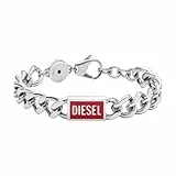 Diesel Armband Für Männer Stahl, Länge: 180-195mm, Breite: 12mm, Höhe: 4.3mm Silber Edelstahlarmband, DX1371040