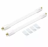 conecto 2X Premium Fensterdurchführung für SAT Kabel koaxial inkl. Klebepads (F-Kupplung auf F-Kupplung, vergoldet) weiß, 26 cm