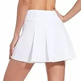 M MOTEEPI Tennisrock Skort Damen Hosenrock Damen Kurz Faltenrock Rock mit Hose Drunter Tennis Rock Skirt Wanderrock Damen mit Innenhose mit Taschen Hohe Taille Sommer 16' Sportrock Weiß M