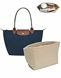 Umiup Organizer für Longchamp Tasche-Einsatz für Tragetaschen aus Filz - Mehrfachfach - Aufteilung, Filz-Organizereinsatz für Einkaufstaschen (Beige, Large 28x17x25cm)