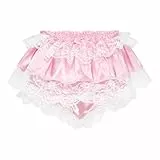 Satini Rüschen Spitze Sissy Gerafft French Knickers Slips Dessous Seidig Satin Unterwäsche Höschen (Zartrosa, XL)
