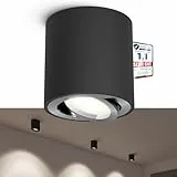 linovum CORI Deckenspot schwenkbar in schwarz gebürstet - mit wechselbarem LED GU10 6W neutralweiß 230V - Aufputz Aufbauspot