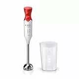 Bosch Stabmixer ErgoMixx, Edelstahl-Mixfuß, Mix- und Messbecher, 2 Geschwindigkeitsstufen, leichtes Gehäuse, 4-Klingen-Messer, einfache Reinigung, 600 W, weiß/grau, MSM66110