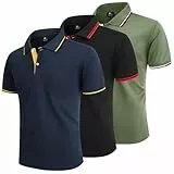 LLdress 3er Pack Poloshirt Herren Kurzarm Atmungsaktiv Poloshirt Set Leichtes Golf Polohemd Schnelltrocknend T Shirt