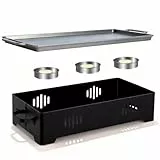 BBQ Warmhalteplatte - Warmhaltebehälter für Essen & Grillgut – Aluminium Grill-Heizplatte Antihaft, Speisenwärmer Warmhalteplatte Teelicht, Grill Zubehör für Outdoor & Garten (BLACK)