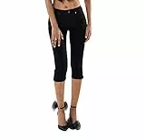 Nina Carter P132 Damen Capri Skinny Fit Jeanshosen HIGH Waist Jeans Used-Look Waschungseffekt, Schwarz (P132-8), M