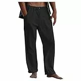 Rosennie Blitzangebote des Tages Wanderhose Herren Zip Off Latzhose Herren Arbeitshose Einfarbiges Sommerhose Mit Taschen Leicht Chino Hose Baumwoll Leinen Kompressionshose Herren (Schwarz, XL)