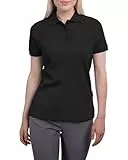 HRM Premium Polo-Shirt aus 100% Baumwolle - Damen Basic Polohemd in Schwarz, Gr. L - Hochwertig & nachhaltig - Workwear