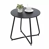 Fokebel Beistelltisch, Kleiner Beistelltisch Metall, Garten Rund, Couchtish & Kaffeetisch mit Verstellbarer Tischbeine (Schwarz, Ø 45x45H cm)