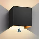 vatato LED Wandleuchte mit Bewegungsmelder,12W Außenwandleuchte mit Bewegungsmelder Einstellbarer Lichtstrahl,3000K IP65 außenlampe,Innen/Aussen Wandlampe für Schlafzimmer Garten (Schwarz 1 Stück)