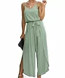 ASOMI Jumpsuit Damen Sommer Lang: Sexy Cocktail Elegant Mode Gürtel Overall Hochzeit Hawaii Urlaub Strand V-Ausschnitt Hosenanzug Business Baggy Festlich Spaghettiträger Outfit 84Lichtgrün L