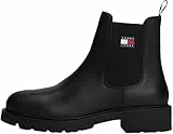 TOMMY JEANS Damen Chelsea Boots aus Leder, Schwarz (Black), 36