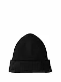 TOM TAILOR Damen 1048059 Beanie Mütze Aus Rippstrick, 14482 - Deep Black, Einheitsgröße EU