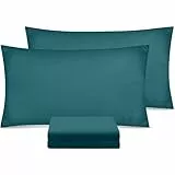 Utopia Bedding Kissenbezüge, 4er-Pack – Standardgröße 50 x 75 cm – Kissenbezüge aus 100% gebürsteter Mikrofaser mit Hotelverschluss – Knitter-, farbecht- und schmutzabweisend – Blaugrün