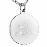 Hanessa Personalisierte Kette mit Gravur Edelstahl 50 cm mit Anhänger rund in silber - Personalisierte Halskette für Männer und Frauen - Personalisierter Schmuck Damen Herren