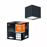 LEDVANCE SMART+ WI-FI BRICK RGBW 8,5cm- dimmbare LED Wandleuchte dunkelgrau mit hochwertigem Aluminium-Gehäuse, quadratisch, RGB-Farbsteuerung, 14 W, 3000 Kelvin warmweiß, 600 Lumen, IP44
