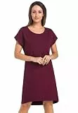 Teyli Nachthemd Damen - Nachthemd Damen Kurzarm zart und angenehm - Nachthemden für FrauenNachthemd Nachtwäsche Luzi Rot XS