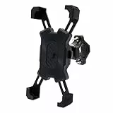 NiuLumea für 360 Grad drehbare elektrische Handyhalterung für Motorrad - ABS-Halterung mit Anti-Rutsch, Lenker und Rückspiegel, Schwarz