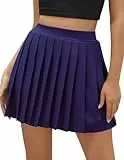 DRESSTELLS Damen Plissierte Röcke Faltenrock Rüsche Sexy Skaterrock A-Linien Kurz Rock Schulrock Club Y2k Minirock Navy L