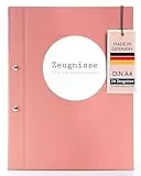 goldbuch 36 1011 Zeugnismappe Pastell, Urkundenmappe DIN A4, Dokumentenmappe mit Schraubverschluss Sichttaschen, Ordnungsmappe aus Leinenstruktur mit 12 Hüllen, ca. 24 x 31 x 1,5 cm, Papier, Rosé