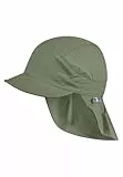 Sterntaler Schirmmütze Nacken Basic - Unisex Baby- und Kinder Mütze mit Nackenschutz - UV-Schutz 50+ Hut aus Popeline (Bio) - leichte Sommer Kopfbedeckung mit Gummiband - mattgrün, Größe 49