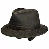 Stetson Berico Traveller Hut Herren Männerhut Baumwollfutter Einfarbiger Stoffhut Used-Look Integrierte Ohrenklappen Herbst Winter braun M (56-57 cm)
