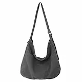 X SIM FITNESSX Unisex Umhängetasche Canvas Tasche Oxford Schultertasche Damen Shopper Tasche Fashion Stofftasche für Alltag/Büro/Schule/Reisen (Grau)