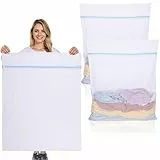 Dntorx 2 Stück Wäschenetz Groß, 90 x 110 cm Wäschenetz für Waschmaschine Wäschesack Groß Wiederverwendbar Wäschesack Waschmaschine mit Reißverschluss für Hemden Pullover Mäntel Hosen (XXXL, Weiß)