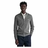 GANT Herren Cotton Pique Zip Cardigan Strickjacke, Dark Grey Melange, XXL EU
